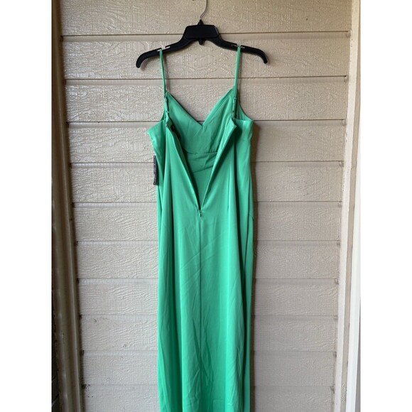 Aidan Mattox women Cowl Neck Satin Knit Long Column Gown size 4 Flora Green $220 - Picture 6 of 10
